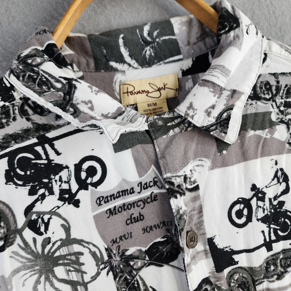Panama Jack Men's Motorcycle Club Hawaii Button Up Shirt Size M/M Rayon